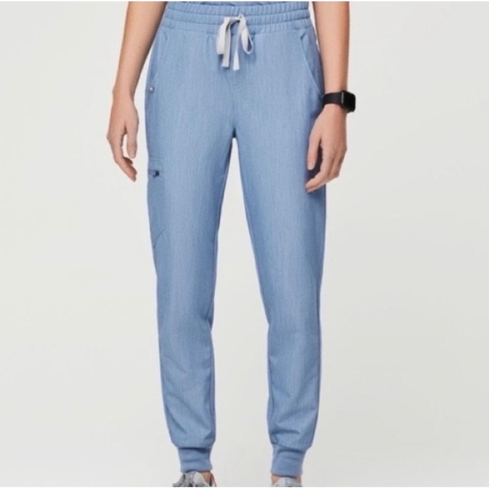 FIGS Zamora Hi Rise Jogger Scrub Pants Womens M Blue Stretch Healthcare Pull On